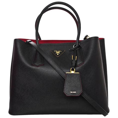 prada purse leather black red|More.